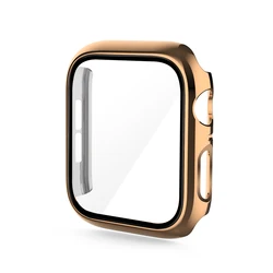 Premium Tempered Glass Case Cover for Apple Watch - Universal Protector Accessories (Rose Gold)