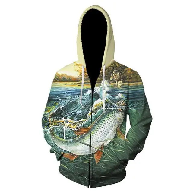 LLS-632 hoodies Autumn and winter fashion 3D printing sharp mouth big fish zipper hoodie casual Harajuku zipper hooded jacket - Цвет: LLS-632