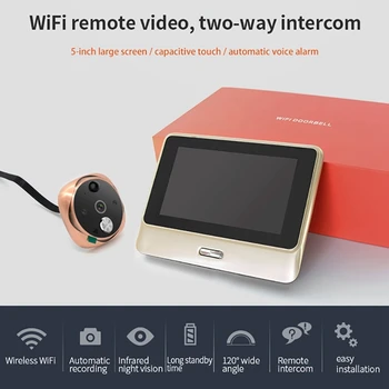 

5 Inch Wifi Digital Door Peephole Viewer Camera IR Night Vision Motion Video Record Doorbell Detect APP Intercom Door Viewer