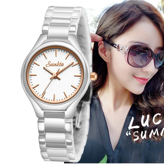 

2019 Hot Lover luxury watches Quartz wristwatch for women Watch Hodinky White Gold Ceramic Strap Saat Reloj Mujer Zegarek Damski