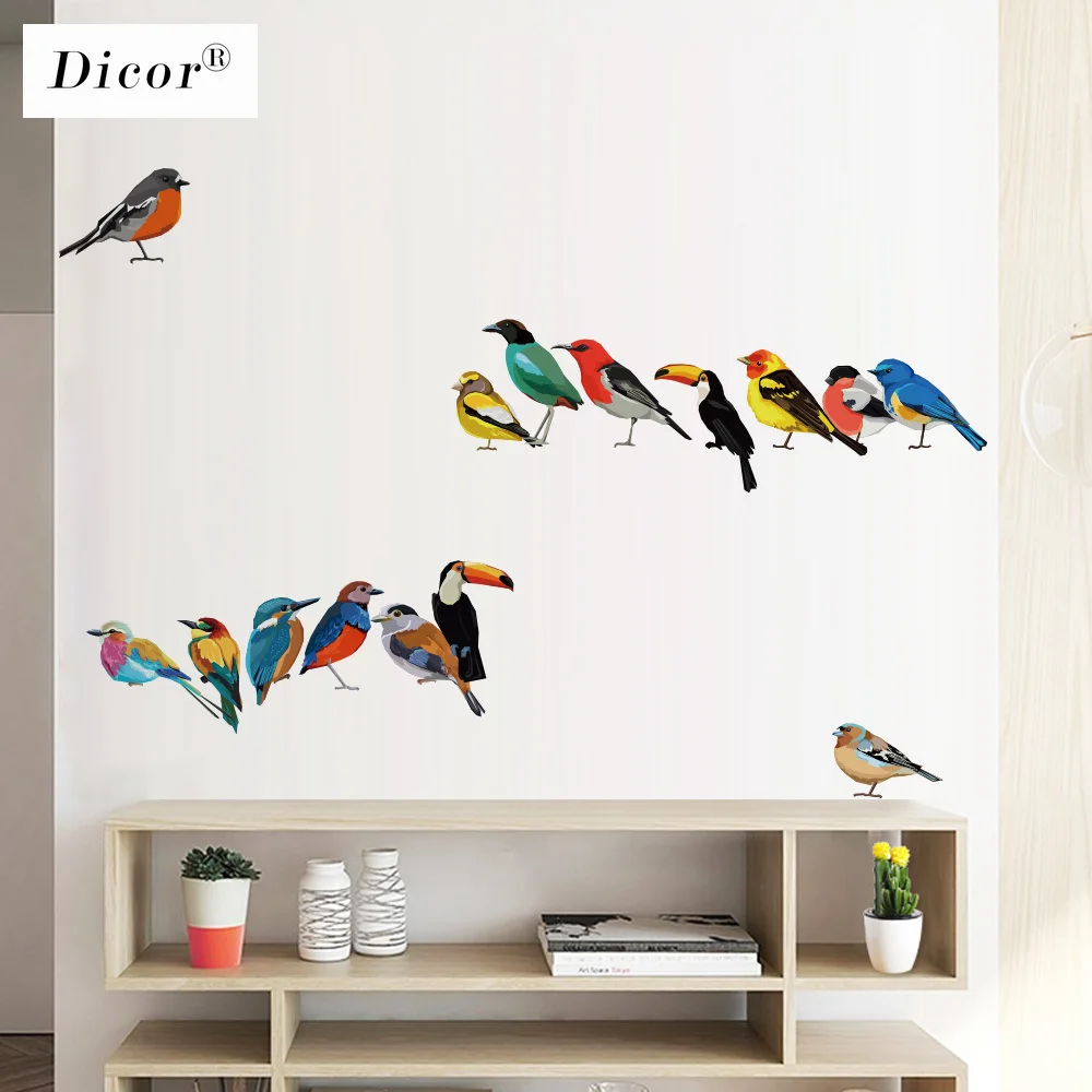 Красочные птицы настенные наклейки s для детской комнаты наклейки в форме бабочек для стены Macbook Стикер креативный виниловый водонепроницаемый съемный