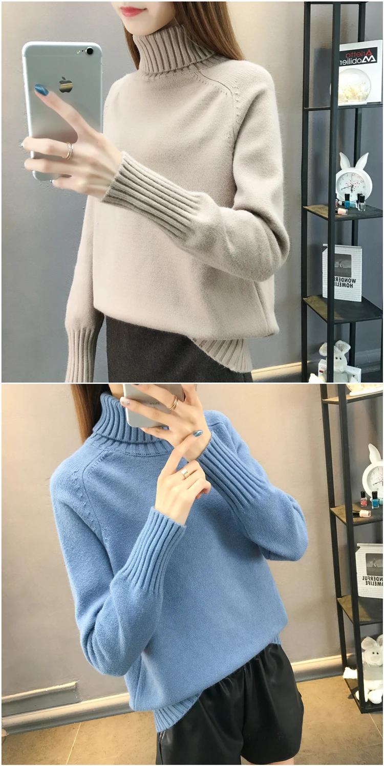 Fdfklak Casual new pull femme pullover sweater women thick warm knit top woman winter clothes turtleneck women's sweaters