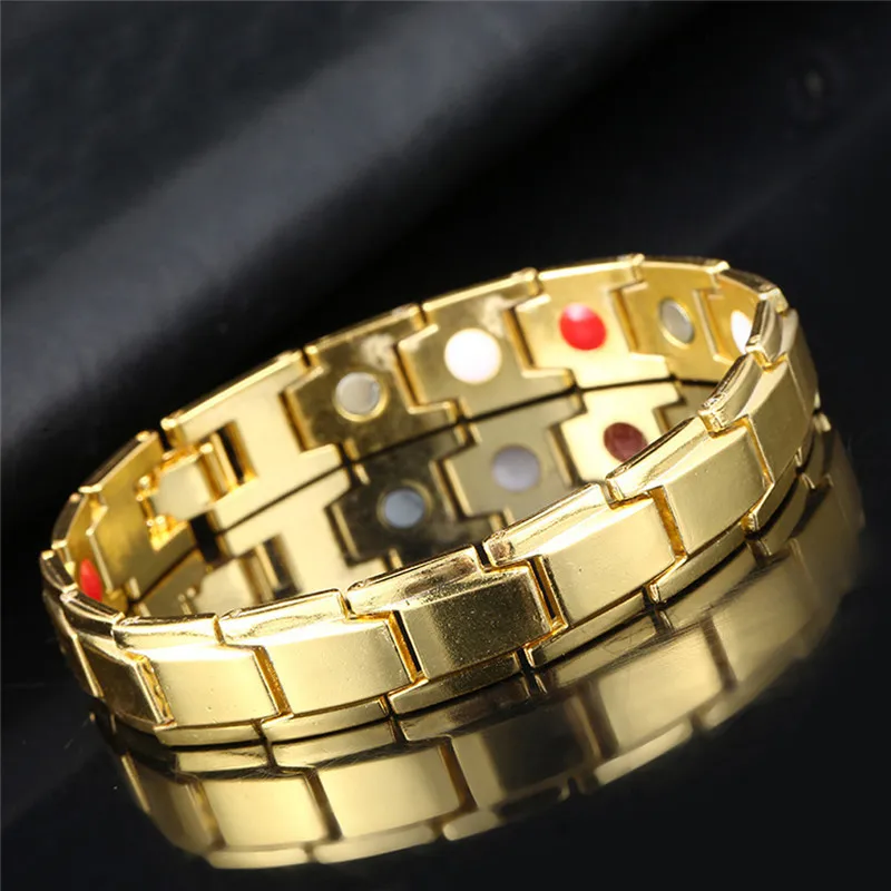 Gold Модный мужской женский магнитный браслет, здоровье, энергетическая терапия, бодибилдинг, потеря веса, артрит, ювелирные изделия - Цвет: Gold
