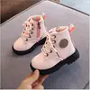 2022 Autumn/Winter Children Boots Boys Girls Leather Martin Boots Plush Fashion Waterproof Non-slip Warm Kids Boots Shoes 21-30 ► Photo 1/6