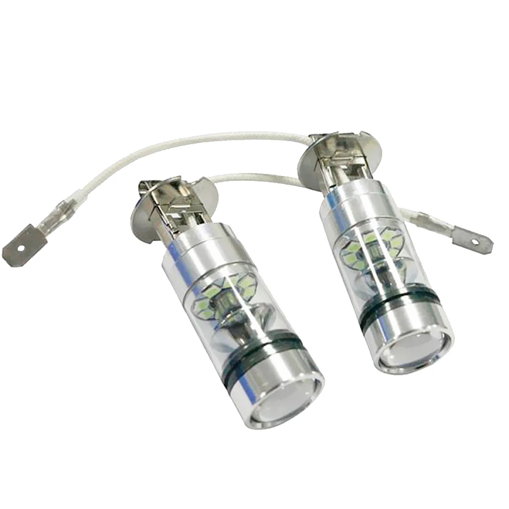 2Piece H3 100W LED 8000K ICE BLUE 2323 Projector Fog Driving Light Bulbs