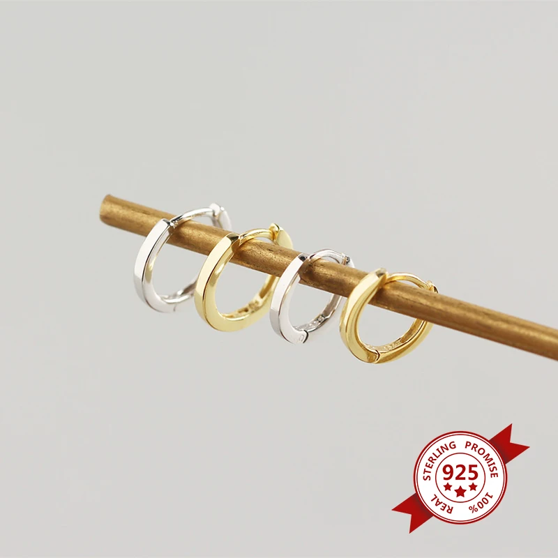 

Hoop earrings S925 sterling silver INS wind geometry minimalist wild ringear buckle net red wind silver earrings for women A30