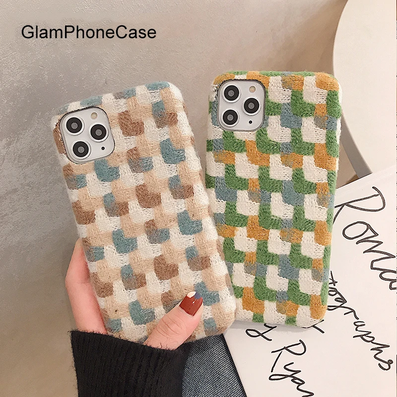 GlamPhone чехол плюшевая в клетку для телефона iPhone11Pro/Max X XS Max XR Мягкий силиконовый