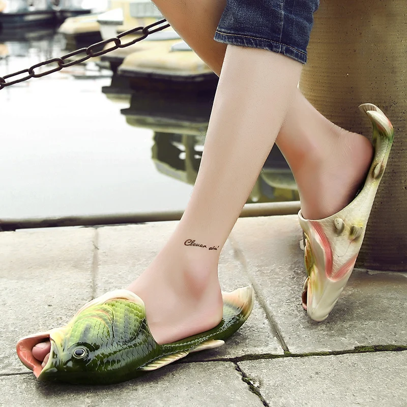 Creative Fish Style Beach  Shoes Simulation Slippers for  Women and Men