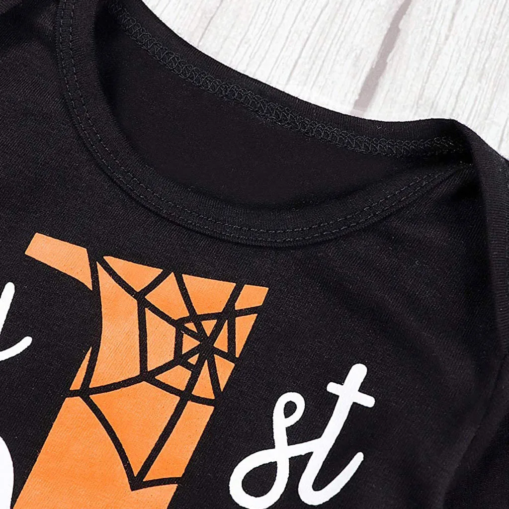Children Clothes Newborn Infant Clothing Set Baby Boys Costume Halloween Catoon Letter Romper +Stripe Pants 3Pcs Outfits