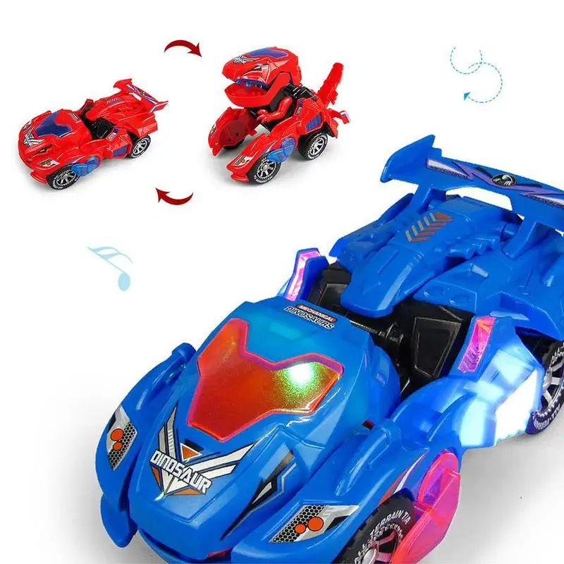 1 шт. динозавр колесница игрушка автоматически деформируется Избегайте препятствий Ритм музыка фары трансформации светодиодный автомобиль электрические игрушки подарки
