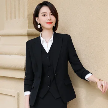 

2019 Autumn Temperament Suit Positive Pack Waistcoat Shirt Female Suit Han Fan Slim Fit Office Industry And Commerce Service