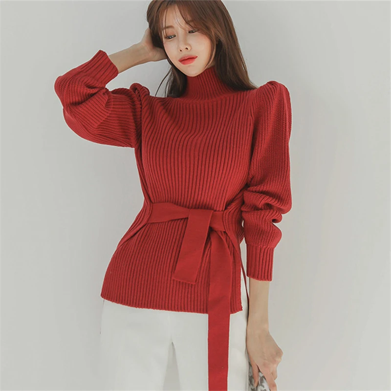 2020 Autumn Winter Women Pullovers And Sweaters Knitted Elasticity Casual Jumper Fashion Turtleneck Warm Female Sweater | Женская одежда