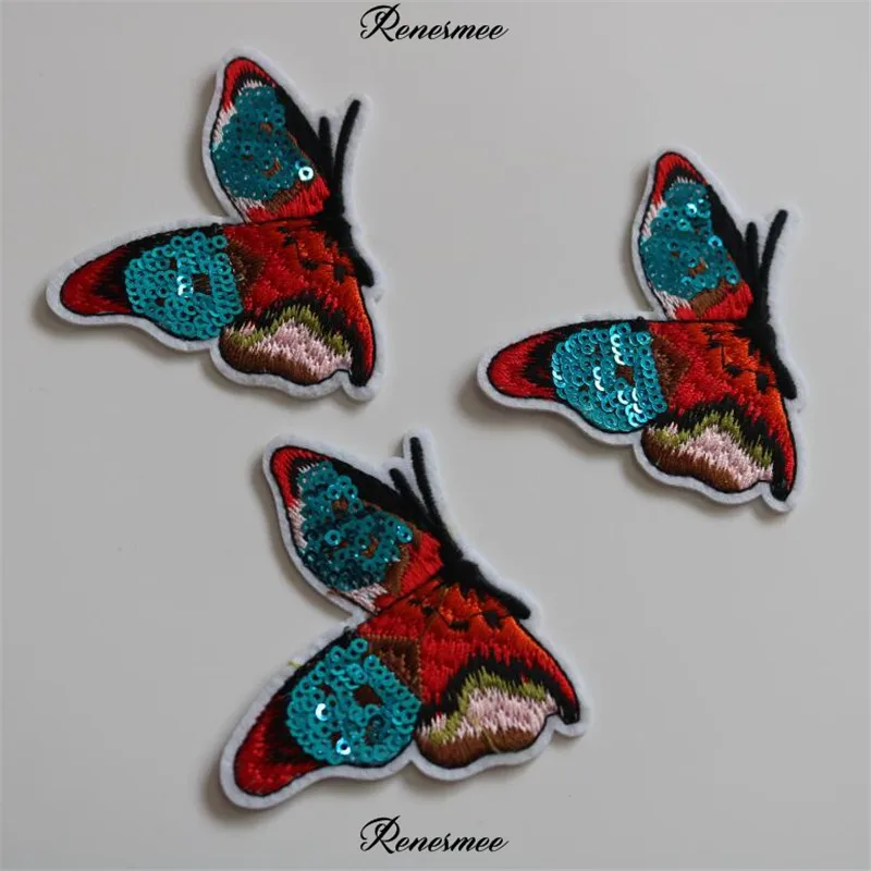 

5Pcs Sequins Butterfly Embroidery Cloth Stickers Clothing Decoration Decals Adhesive Patch Stickers Computer Embroidery Iron on