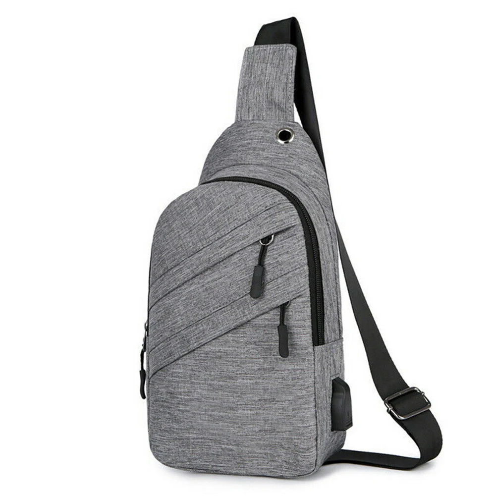 

Men Multifunctional Outdoor Chest Bag Portable Cross Body Earphone Hole Adjustable Straps Waterproof Oxford Washable Lightweight