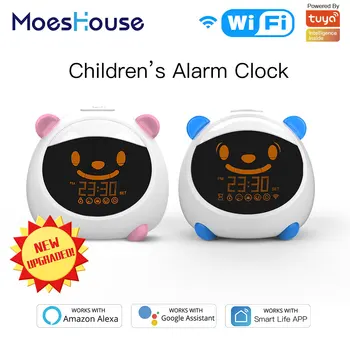 

WiFi Smart Kids' Alarm Sleep Trainer Clock Light Sound Expression Smart Life Tuya App Voice Control with Alexa Google Home