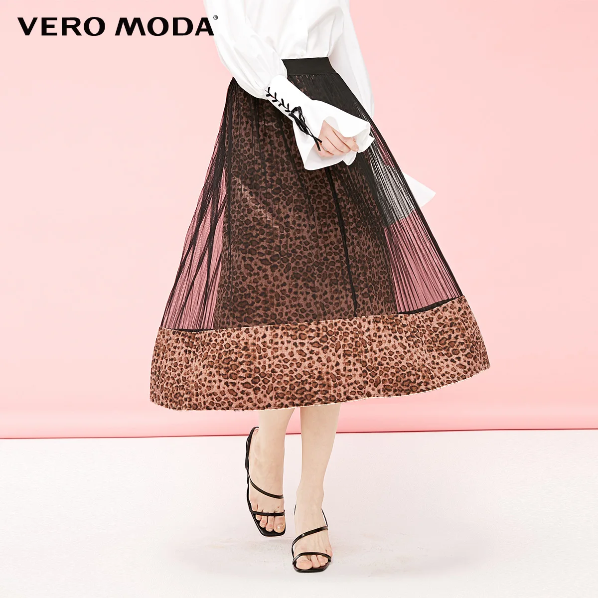 Vero Moda Женская двухъярусная тканевая юбка с принтом | 319116549 - Цвет: Black
