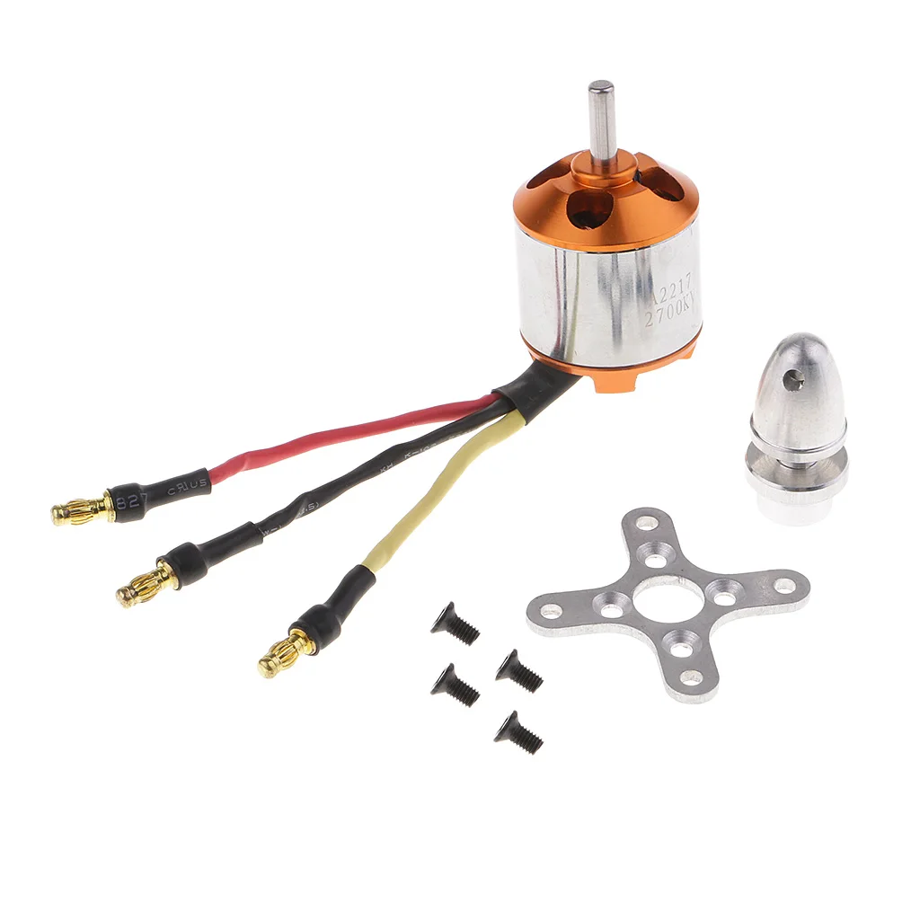 A2217 2700KV Brushless Motor + Metal Mount / propellers Clip for 6'' Blade Propeller Fixed Wing Helicopter / RC Ship