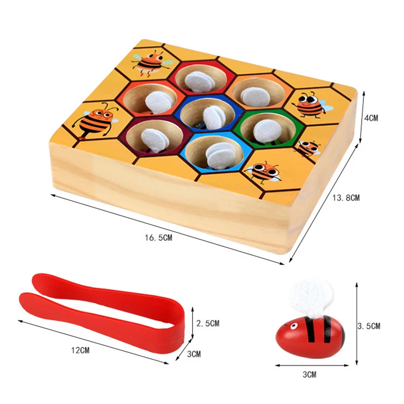 Hot Wooden Leaning Educatinal Toys Children Montessori Early Education Beehive Game Childhood Color Cognitive Clip Small Bee Toy
