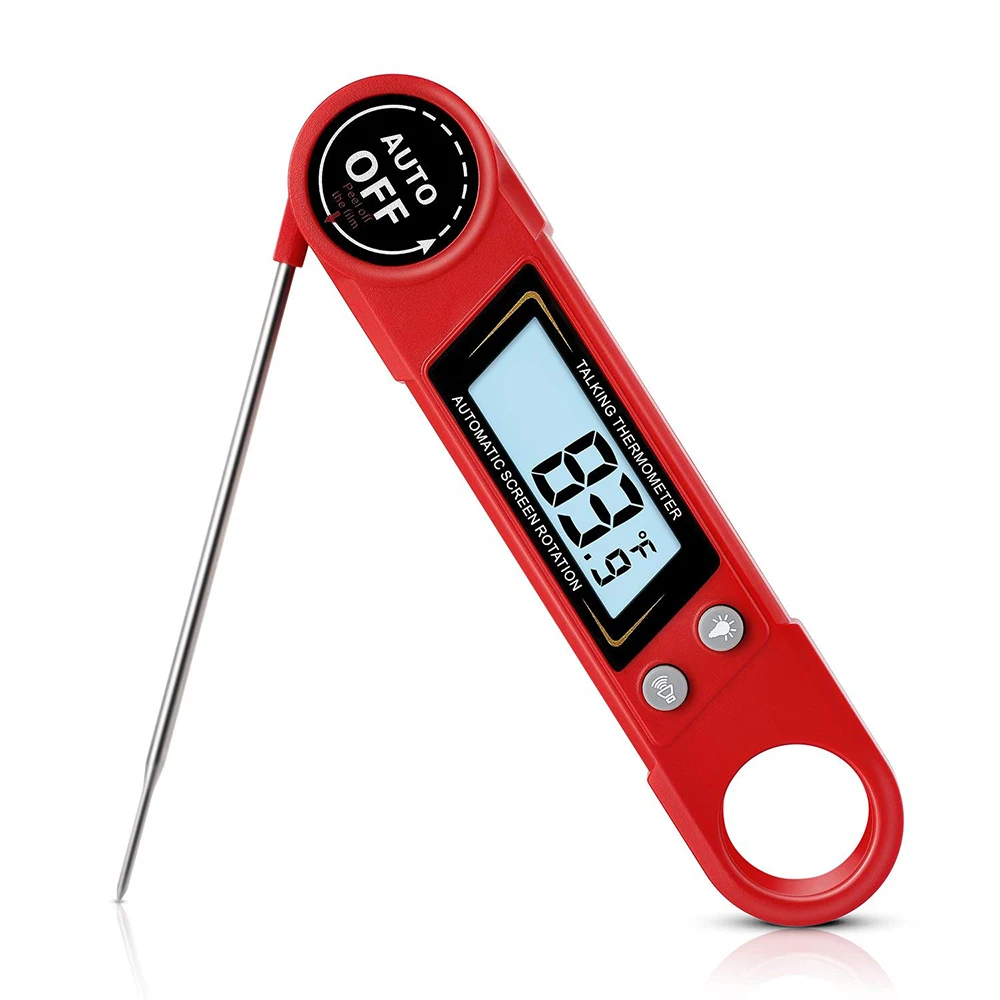digital thermometer Waterproof Digital Instant Read Meat Thermometer Voice Report for Kitchen Cooking Oil Food BBQ Grill - Цвет: Красный