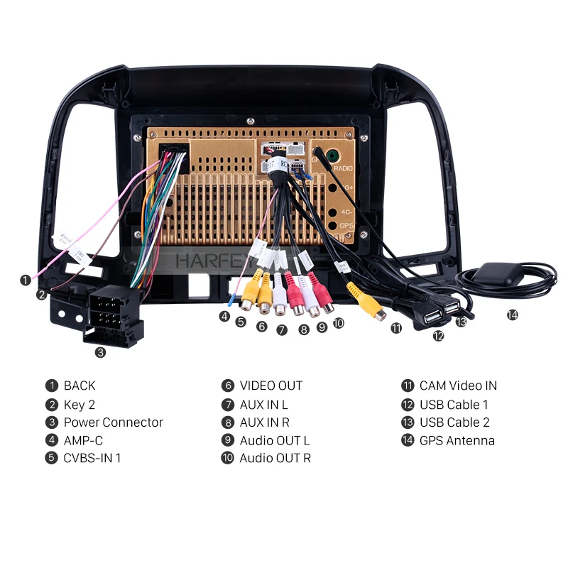 Clearance Harfey 2Din Android 8.1 HD 9" Car GPS Navi Autoradio Media Player 1+16GB For HYUNDAI SANTA FE 2005 2006 2007 2008-2012 Head Unit 4