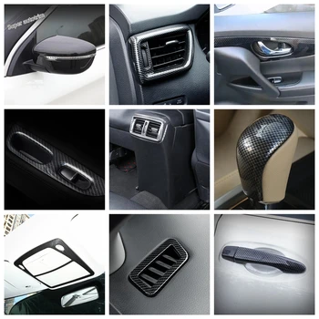 

Lapetus Carbon Fiber Look Refit Kit Rearview Mirror / Air AC / Door Handle Cover Trim For Nissan X-trail T32 / Rogue 2014 - 2020