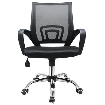 

Mid Back Mesh Office Chair Ergonomic Swivel Black Mesh Computer Chair Flip Up Arms Lumbar Support Adjustable Height Task Chair