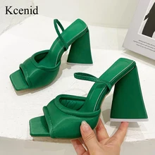 Kcenid – sandales d'été à talons hauts pour femmes, 2022, Sexy, Satin doux, rembourré, chaussures de fête, confortables, piste, sangle arrière, robe, sandales