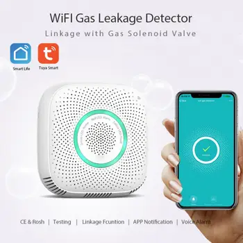 

Wifi Gas Alarm Leakage Sensor Smart Home Security Detector Work with Tuya EU 100-240V Gas Sensor