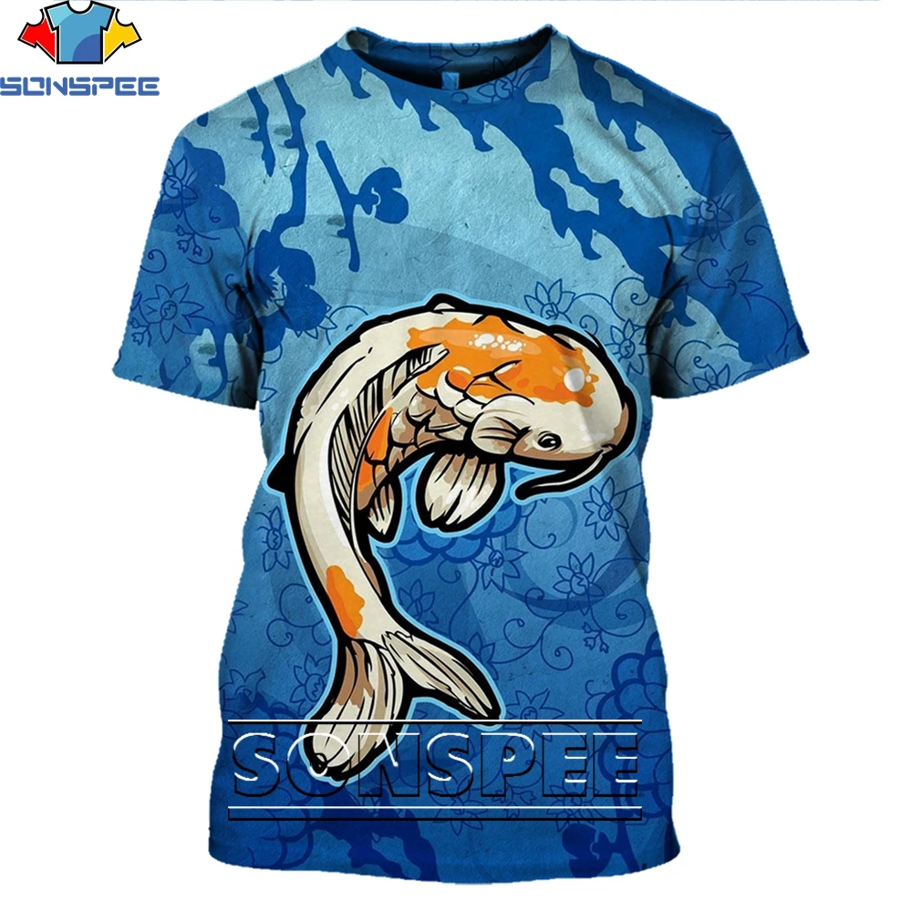 

SONSPEE Lucky Animal Fish Koi Funny T Shirt 3D Printing Men Women Summer Leisure Harajuku Oversized Trend T-shirt Short Sleeve