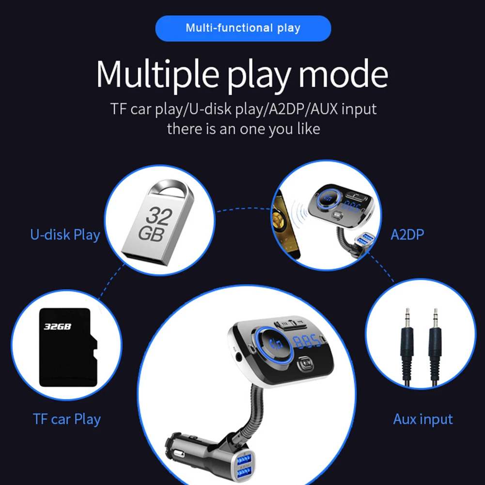 Беспроводной Bluetooth автомобильный комплект QC3.0 Быстрая зарядка атмосферный светильник контроллер Bluetooth автомобильный динамик автомобильный Bluetooth комплект