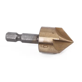 

6pcs 5-Flute Countersink Drill Bit Set 90° Counter 6mm-19mm Sink Chamfer Cutter