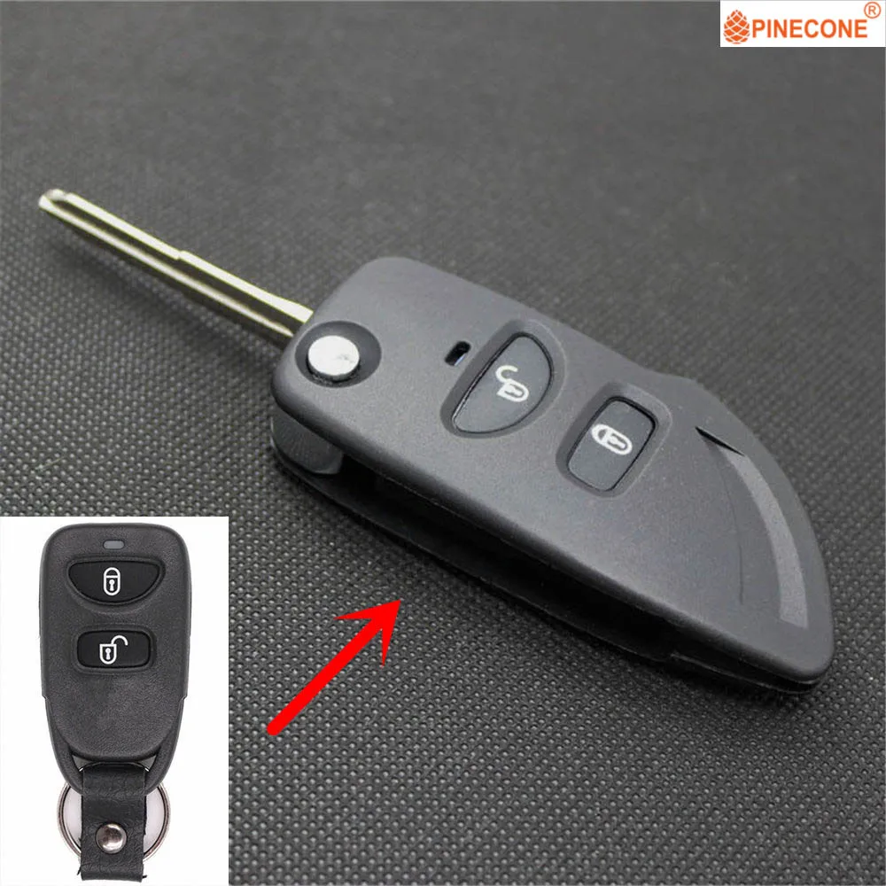 PINECONE для hyundai Santa Fe Elantra 2001 2002 2003 2 кнопки Автомобильный ключ модифицированный дистанционный Брелок чехол с держателем батареи