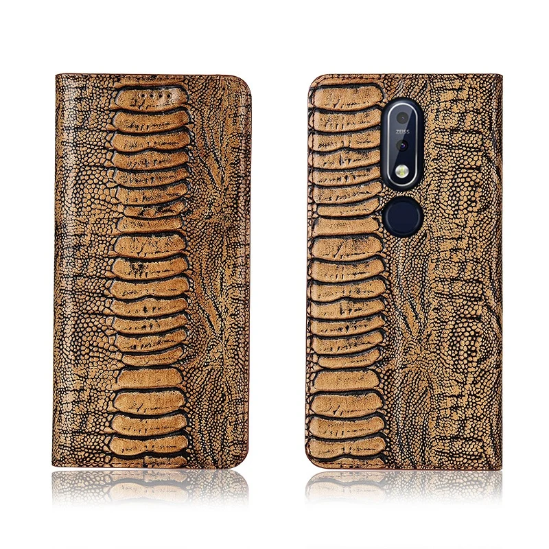 

Ostrich foot pattern genuine leahther phone bag for Nokia 7.1 magnetic phone case for Nokia 7.1 Plus flip cover funda back case