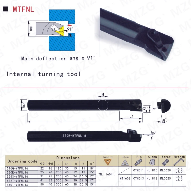 Mocask MTFNL токарный станок с ЧПУ, внутренние фрезы, S16Q-MTFNL1616, держатели инструментов, твердосплавные вставки, расточные внутренние отверстия, токарные инструменты