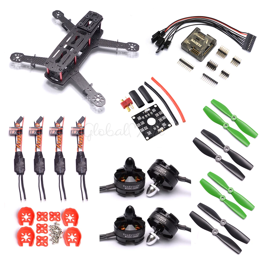 

ZMR250 250 Carbon Fiber Quadcopter Frame Naze32 6DOF 10DOF Flight Controller 2204 2300KV Motor 12A ESC 5045 Prop For QAV250