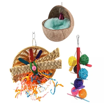 

3 Pcs Parrot Swing Climbing Bird Nest Toy Desktop Stand Playground Training Bird