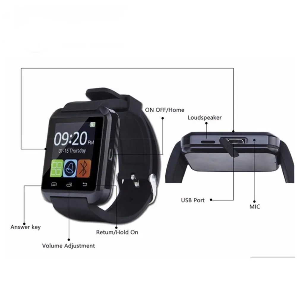 Умные часы с Bluetooth, умные часы U8, наручные часы, цифровые спортивные часы для IOS, Android, samsung, телефон, носимое электронное устройство