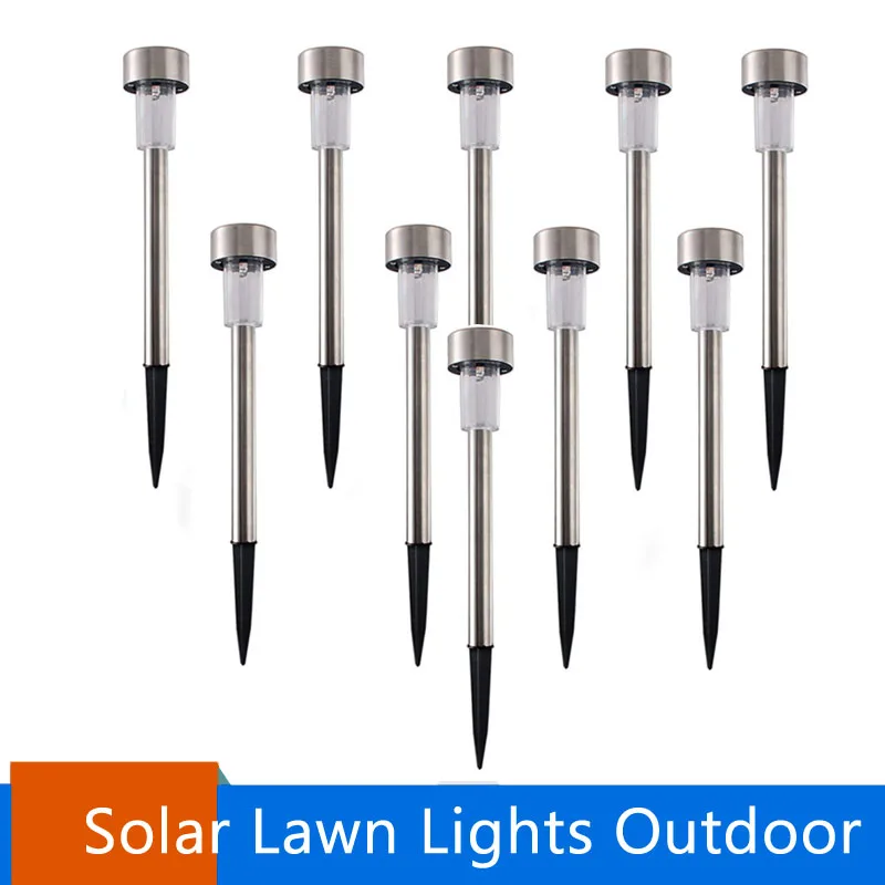 10pcs/lot Stainless Steel Led Solar Lawn Light For Garden Decorative Outdoor Solar Stick Lights White Light