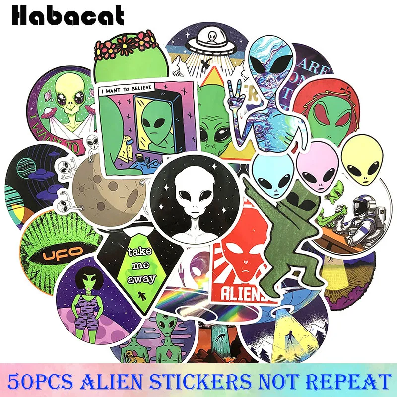 50Pcs Set Alien Graffiti Stickers ET UFO Cartoon Stickers Gifts font b Toys b font for