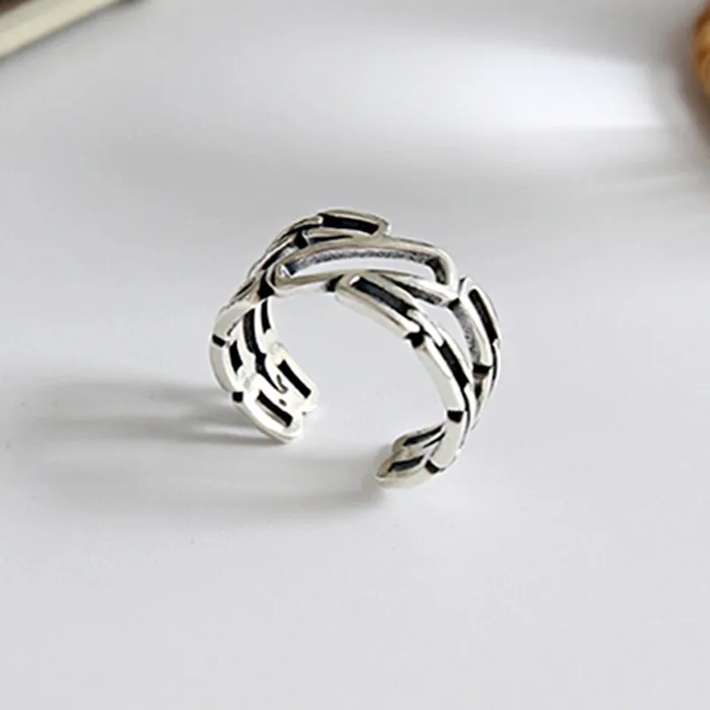 DreamySky, настоящее 925 пробы серебристый неправильной формы, геометрические кольца для женщин, большие античные кольца, ювелирные изделия на палец, высокое качество