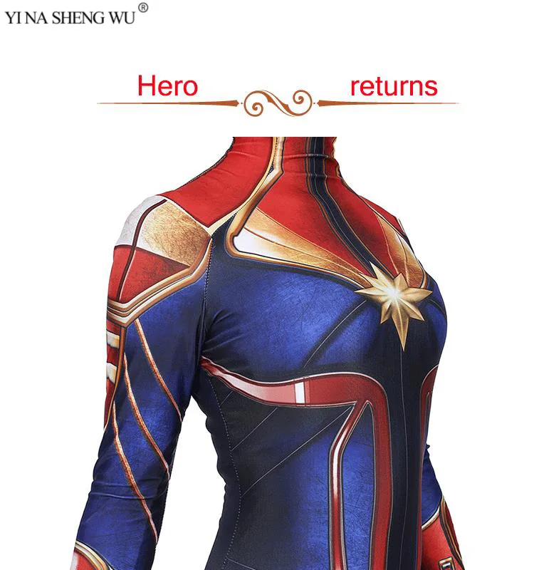 Чудо-Женщина 3D Женщины Девушки фильм версия Марвел Капитан Carol Danvers костюм зентай для косплея боди супергероя костюм комбинезоны