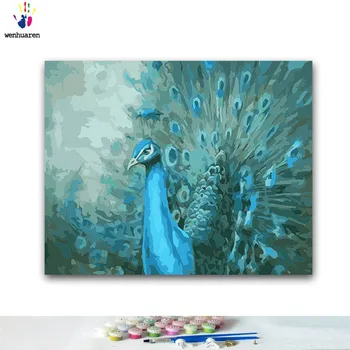 

DIY Coloring Paint by Numbers Peacock Opening Paintings Canvas One Piece Animal 50x40 60x50 75x60 90x70 100x80 Classical