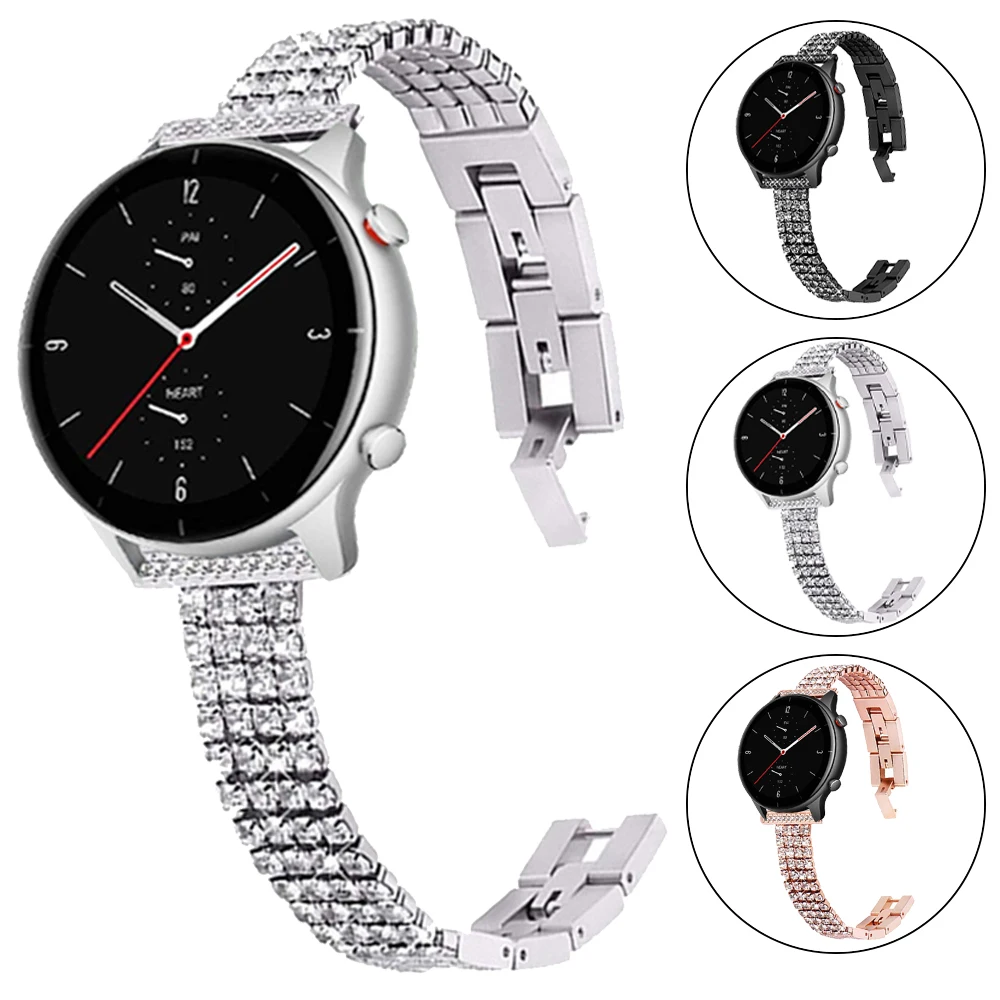 

Ремешок для часов женский Алмазный для Huami Amazfit GTS 2/Bip, браслет для Amazfit GTR 2/2e часы Stratos, 20 мм 22 мм