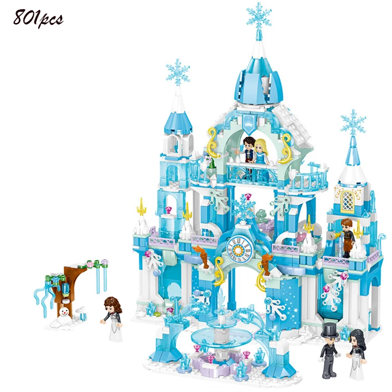 

Disney Frozen Building Blocks Friends Elsa Anna Belle Ariel Moana Cinderella Ice Castle Bricks Princess Girl Christmas Toys