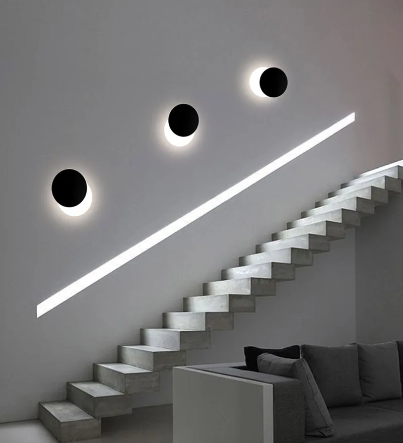 Индивидуальная креативная настенная лампа Eclipse/Современная Минималистичная прикроватная лампа для спальни/лестничная лестница, Проходная настенная лампа для гостиной, прочная