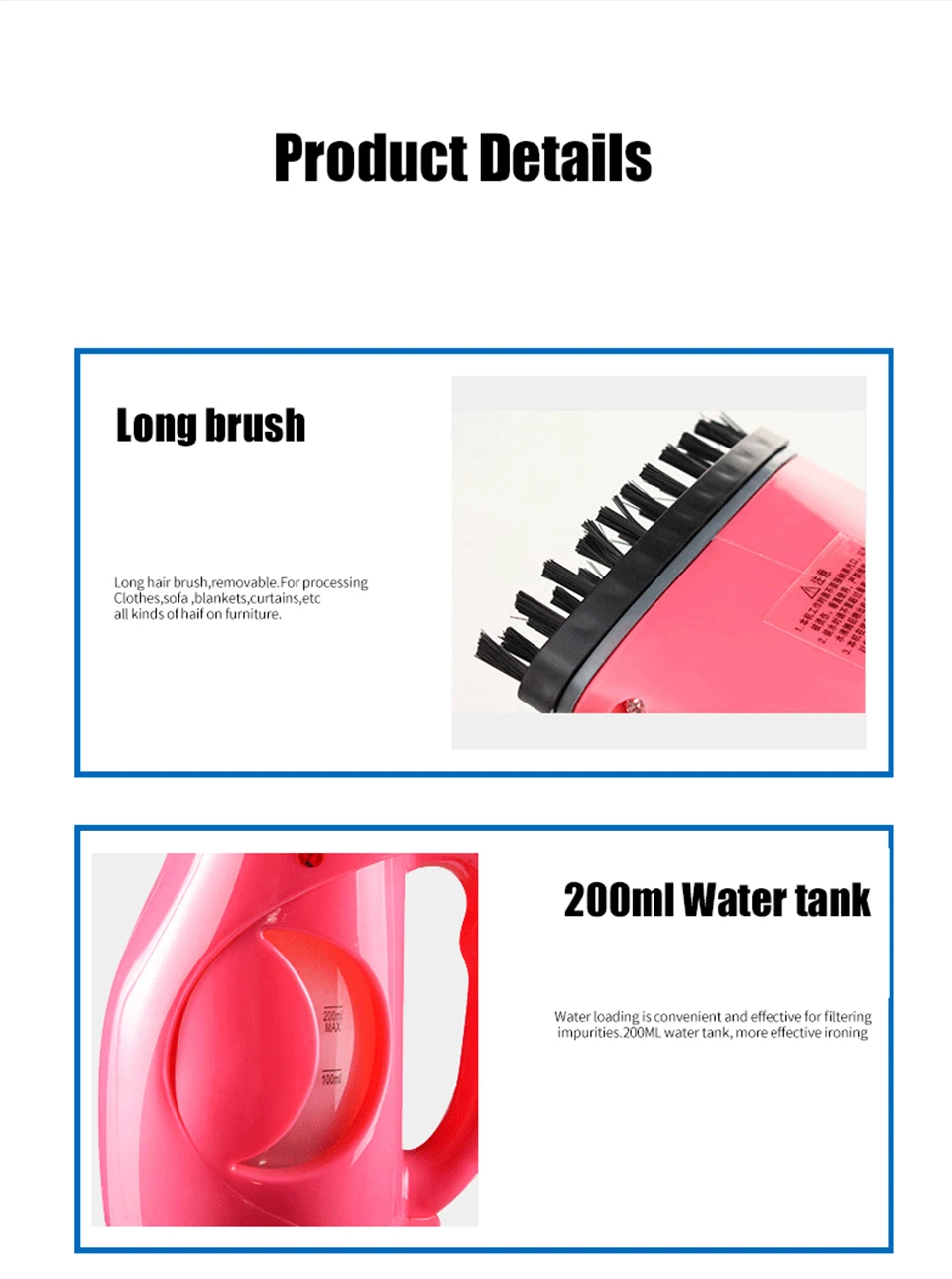 New 800w Handheld Garment Steamer Fast-Heat Portable Home and Travel Fabric Steamer Fast Heat Up Removable Water Tank Steam Iron