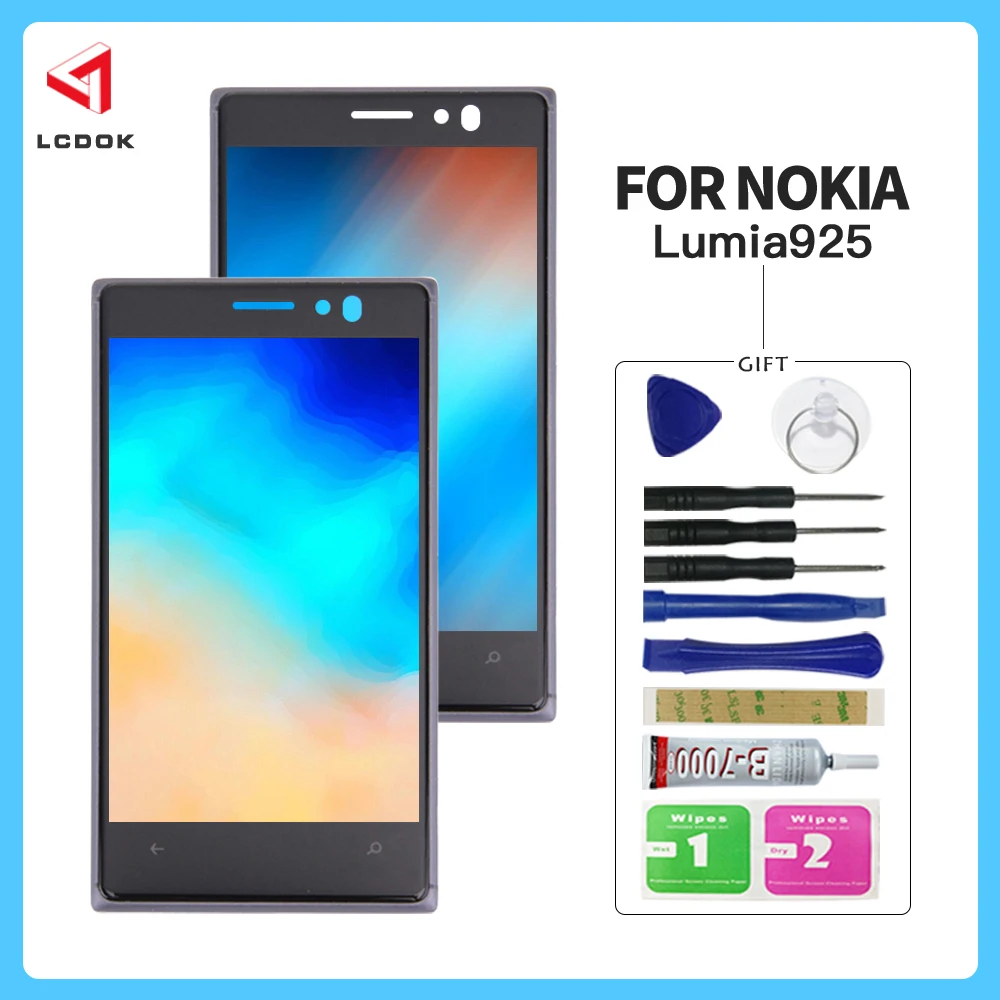 ЖК-дисплей с дигитайзером на Nokia Lumia 925 сменные детали сенсорный экран для