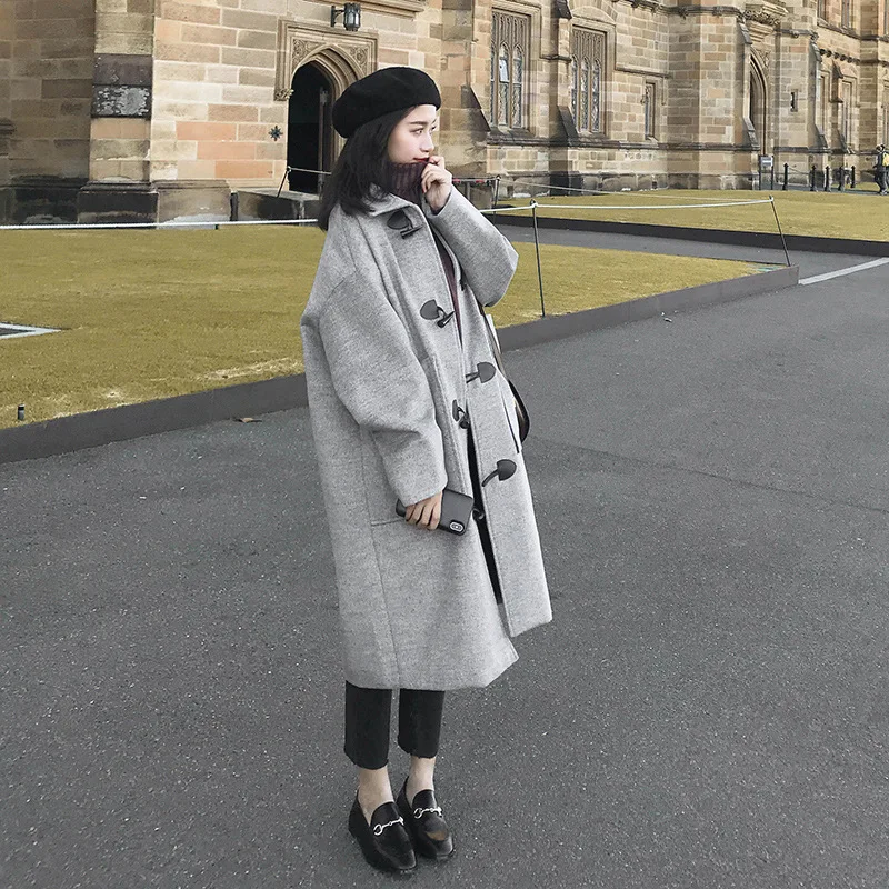 

Woolen Overcoat 2020 Autumn And Winter New Style Versatile Elegant Long Toggle Oatmeal Color Woolen Jacket Students Slimming