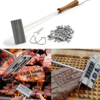 

2019 BBQ Barbecue Branding Iron Signature Name Marking Stamp Tool Meat Steak Burger 55 x Letters and 8 spaces Free Shipping