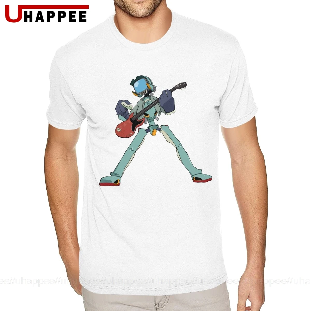 Крутые рубашки дизайнерские FLCL мужские 4XL желтые с коротким рукавом круглым